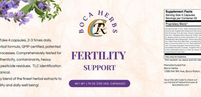 Boca Herbs Fertility Support supplement label