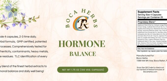 Boca Herbs Hormone Balance supplement label