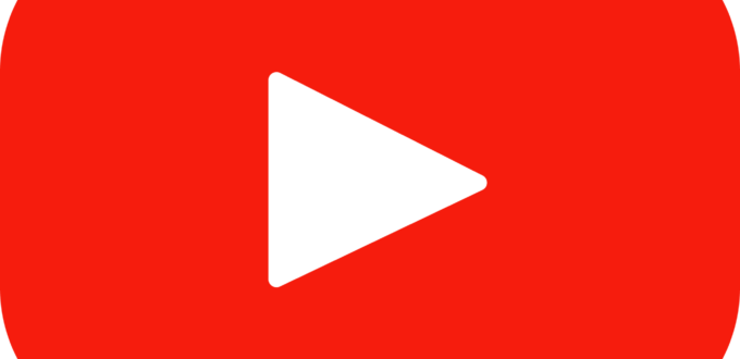 YouTube play button icon on red background